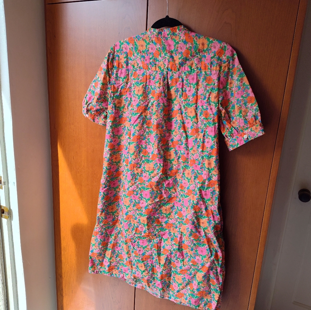 J. Crew Pink and Orange Floral Short-Sleeve Shift Dress - Picture 2 of 6